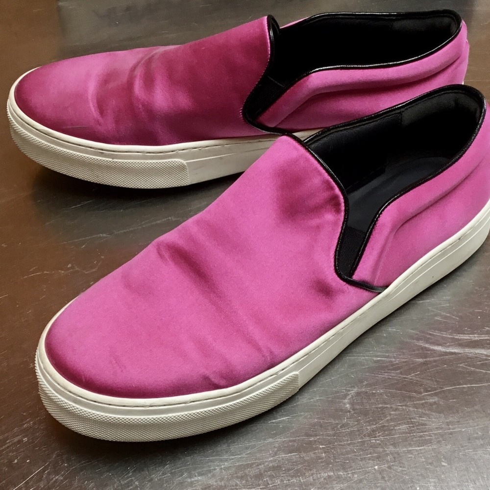 CELINE Fuchsia Pink Duchess Satin SLIP-ON Sneakers - Picture 2 of 7